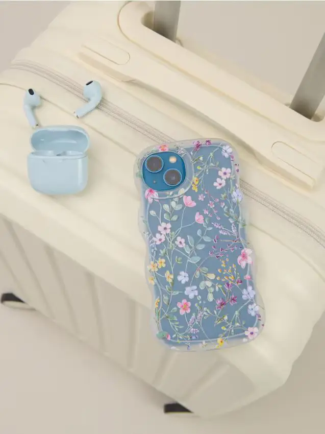 Custodia ondulata per iPhone 13/14 con motivo floreale - multicolor