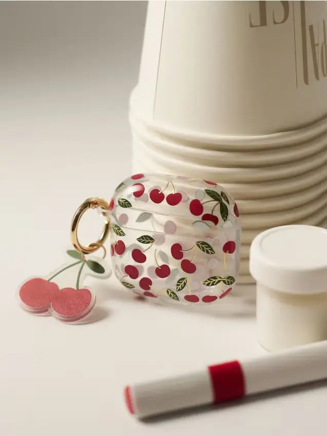 Custodia per AirPods 4 con motivo di ciliegie - rosso