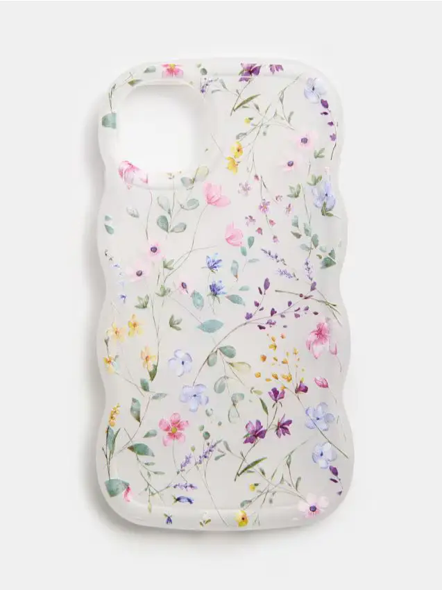 Custodia per iPhone 11/XR con bordi ondulati e motivo floreale - multicolor