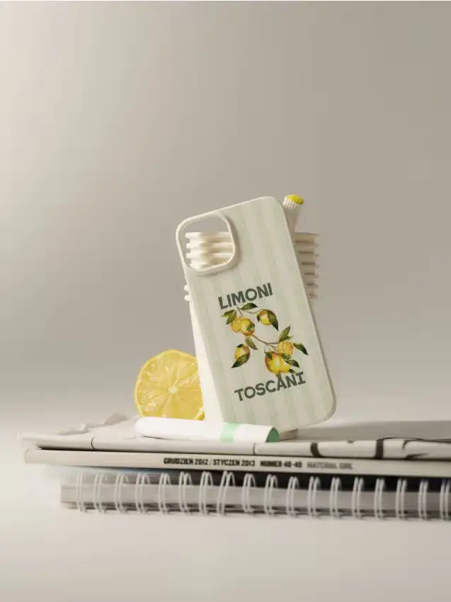 Custodia per iPhone 13/14 con motivo di limoni - verde pallido