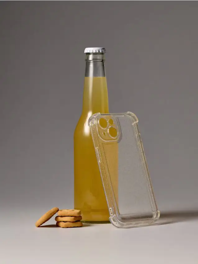 Custodia trasparente per iPhone 13/14 con particelle glitter - bianco