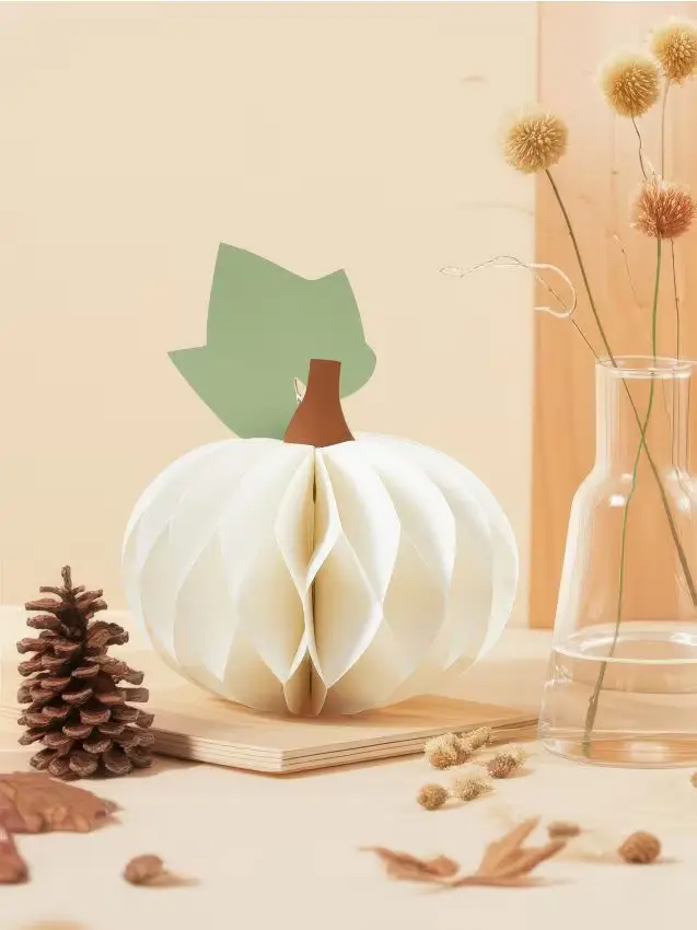 Decorazione autoportante a forma di zucca - bianco