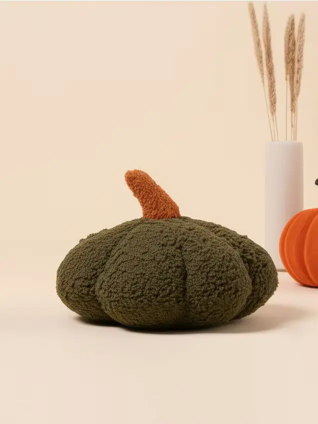 Decorazione autoportante a forma di zucca - verde-marrone