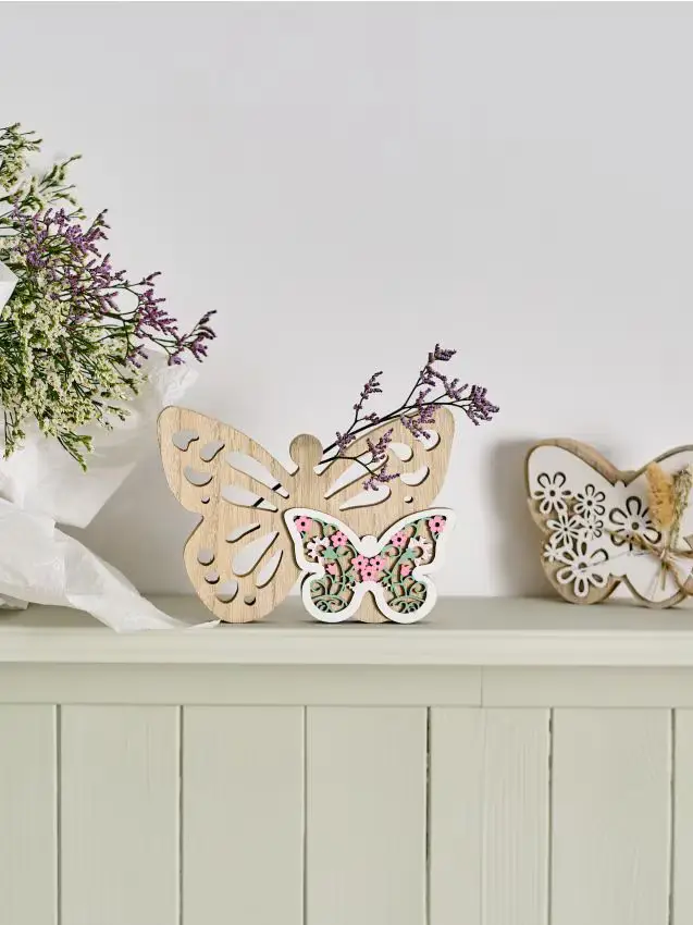 Decorazione da appoggio a forma di farfalla - beige