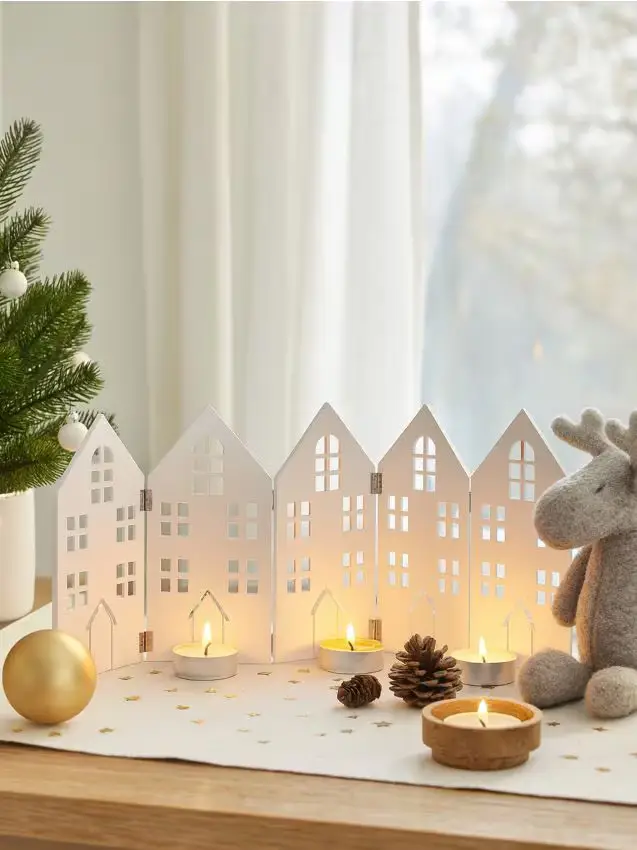 Decorazione natalizia a forma di casetta - bianco