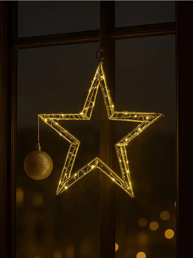 Decorazione natalizia a forma di stella con luci LED - oro