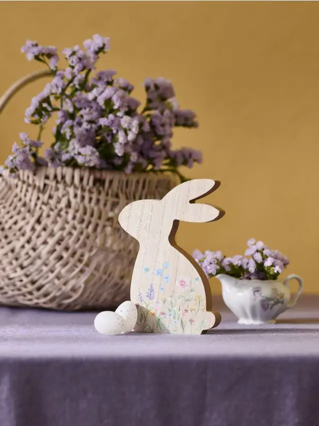 Decorazione pasquale da appoggio a forma di coniglio - beige