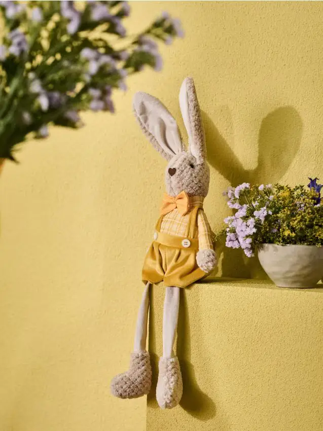 Decorazione pasquale da appoggio a forma di coniglio - giallo