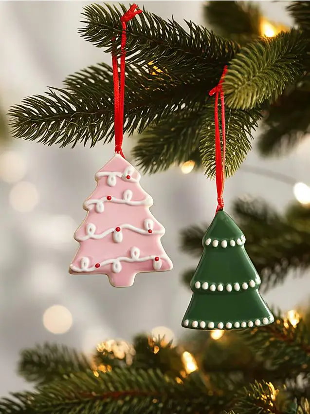 Decorazioni natalizie a forma di alberi 2 pezzi - multicolor