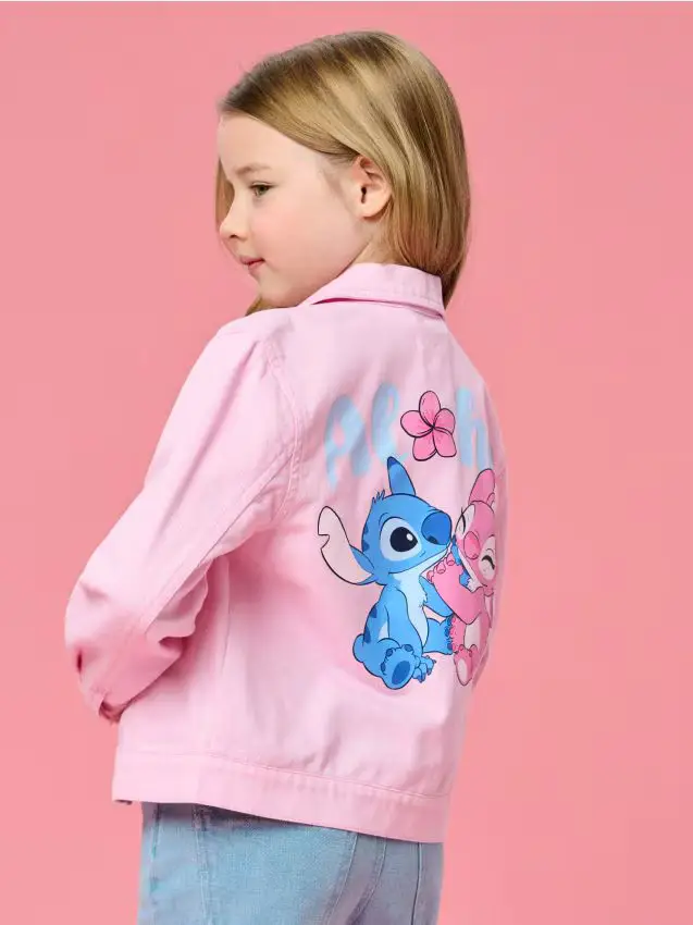 Denim trucker jacket Lilo & Stitch - rosa