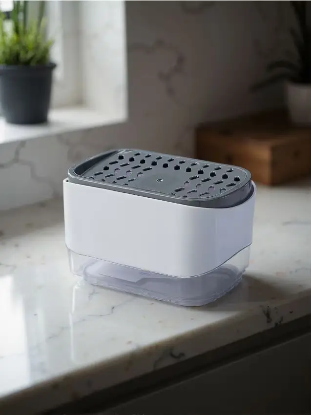 Dispenser di liquido con supporto per spugna - bianco