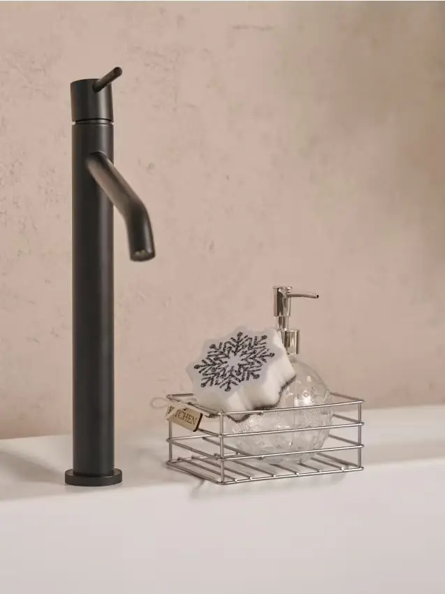 Dispenser per piatti di Natale con spugna e motivo fiocchi di neve - argento