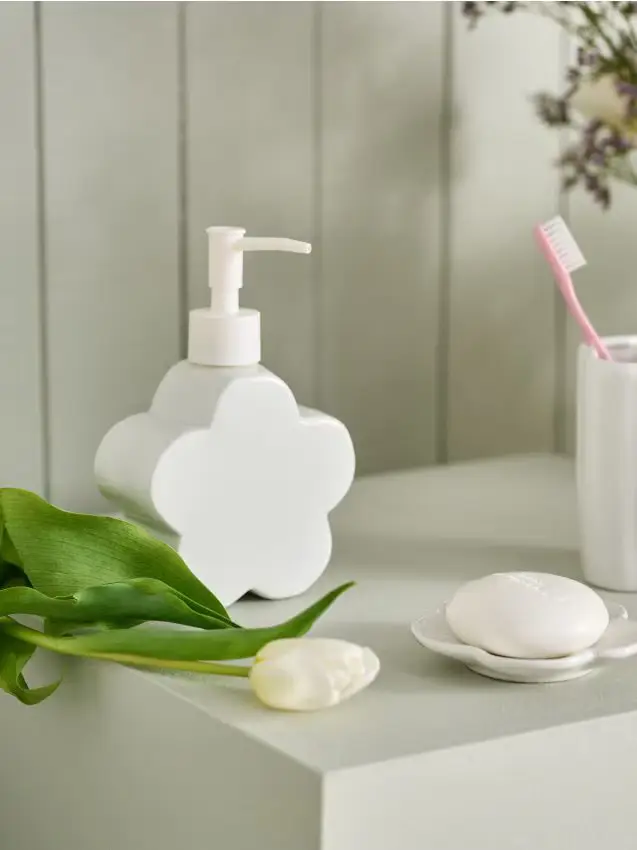 Dispenser per sapone a forma di fiore - bianco