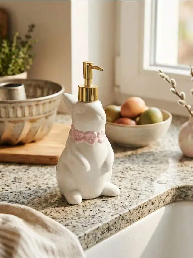 Dispenser per sapone pasquale a forma di coniglio - multicolor