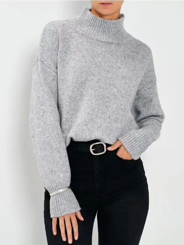 Dolcevita a costine - grigio chiaro