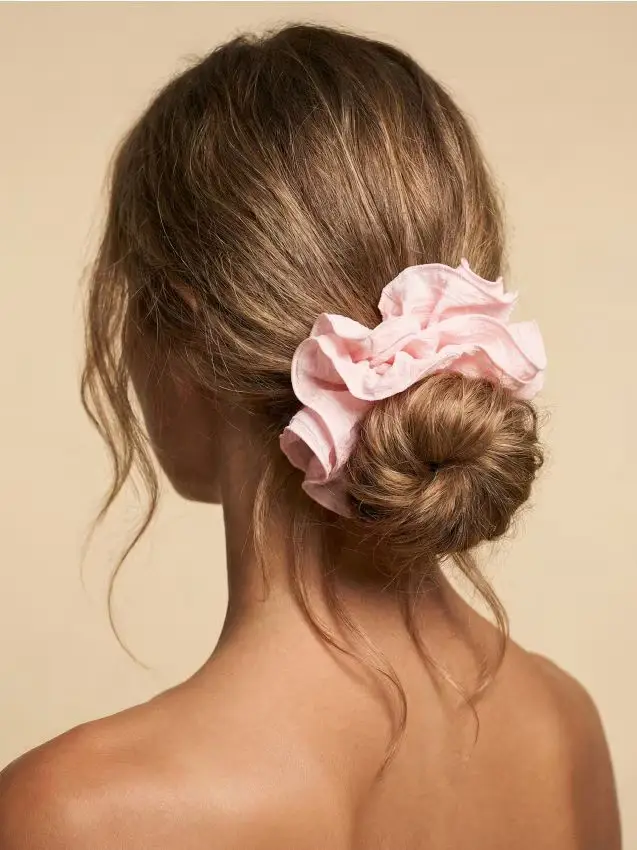 Elastico per capelli scrunchie - rosa pastello