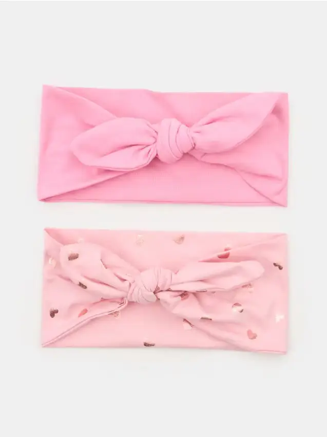 Fasce per capelli in cotone con fiocco decorativo 2 pack - rosa pastello