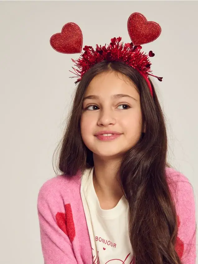 Fascia per capelli con cuori - rosso