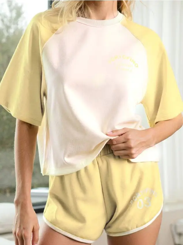 Felpa a maniche corte - giallo chiaro