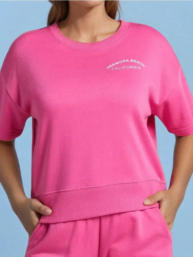 Felpa a maniche corte - rosa shocking