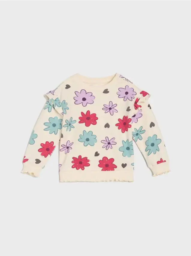 Felpa ampia con volant decorativi - panna