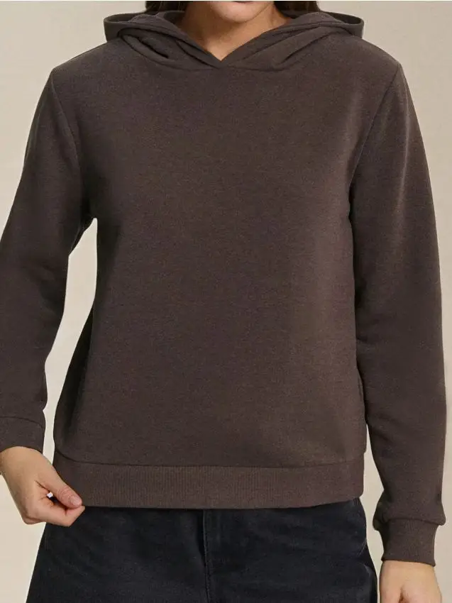 Felpa basic con cappuccio - marrone scuro