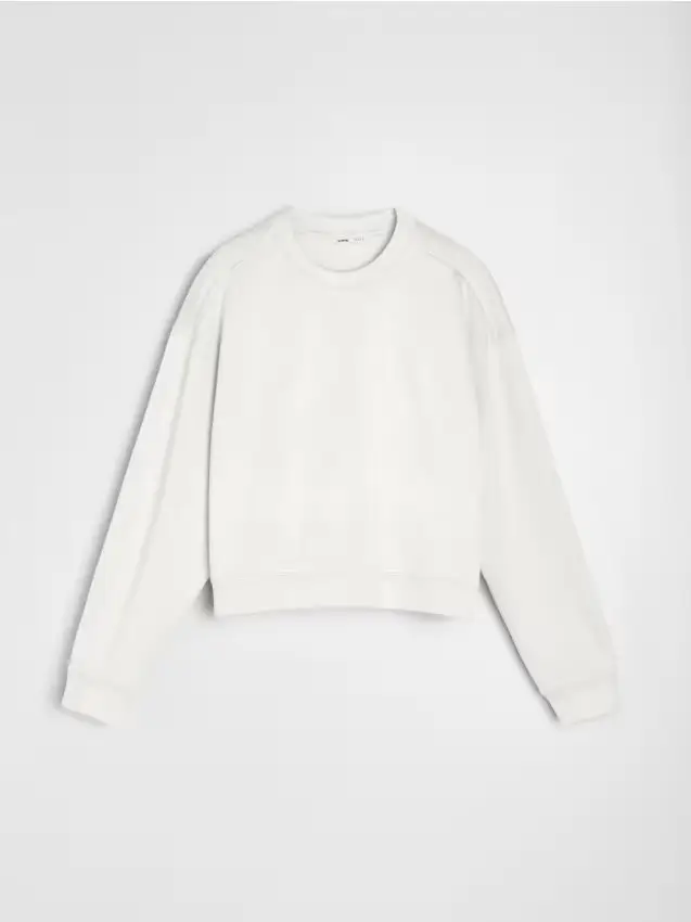 Felpa basic girocollo con aggiunta di viscosa “soft touch” - panna