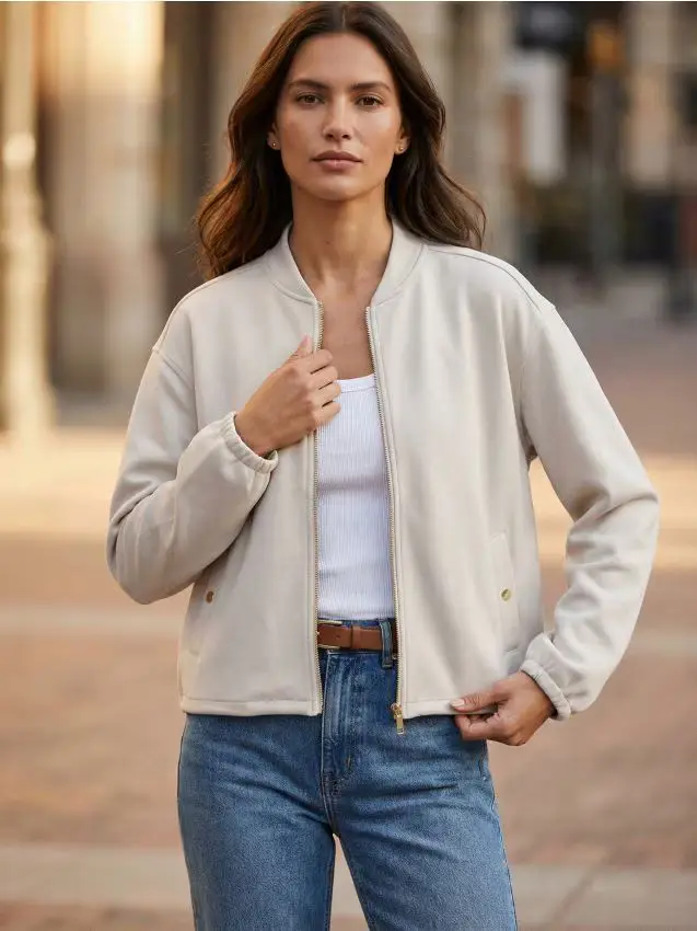 Felpa bomber con viscosa - nude