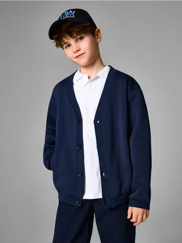 Felpa con bottoni - blu scuro