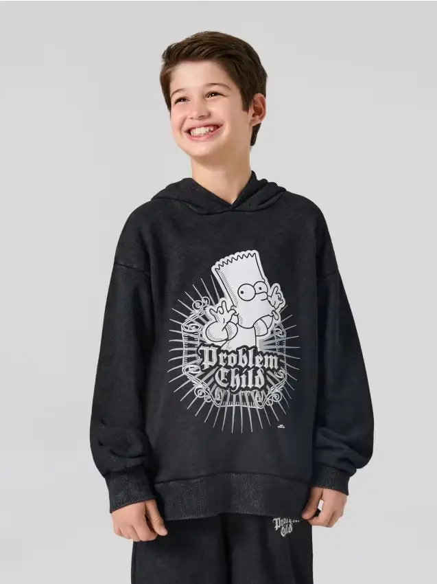 Felpa con cappuccio con effetto slavato The Simpsons - nero