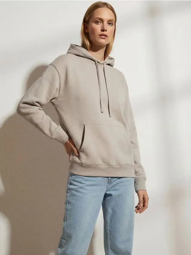 Felpa con cappuccio con spalle scese - nude