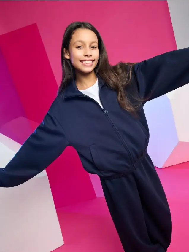 Felpa con cappuccio e zip basic - blu scuro