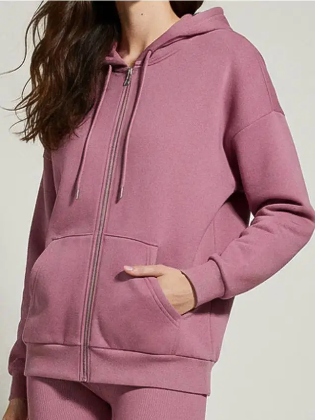 Felpa con cappuccio e zip basic - viola
