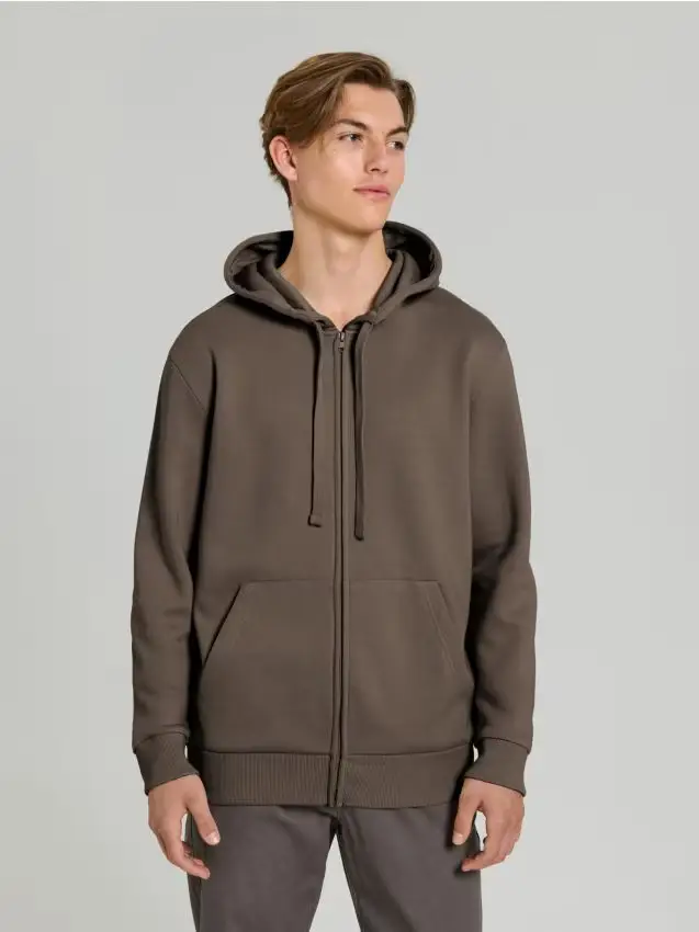 Felpa con cappuccio e zip con tasche - caffè Caffè