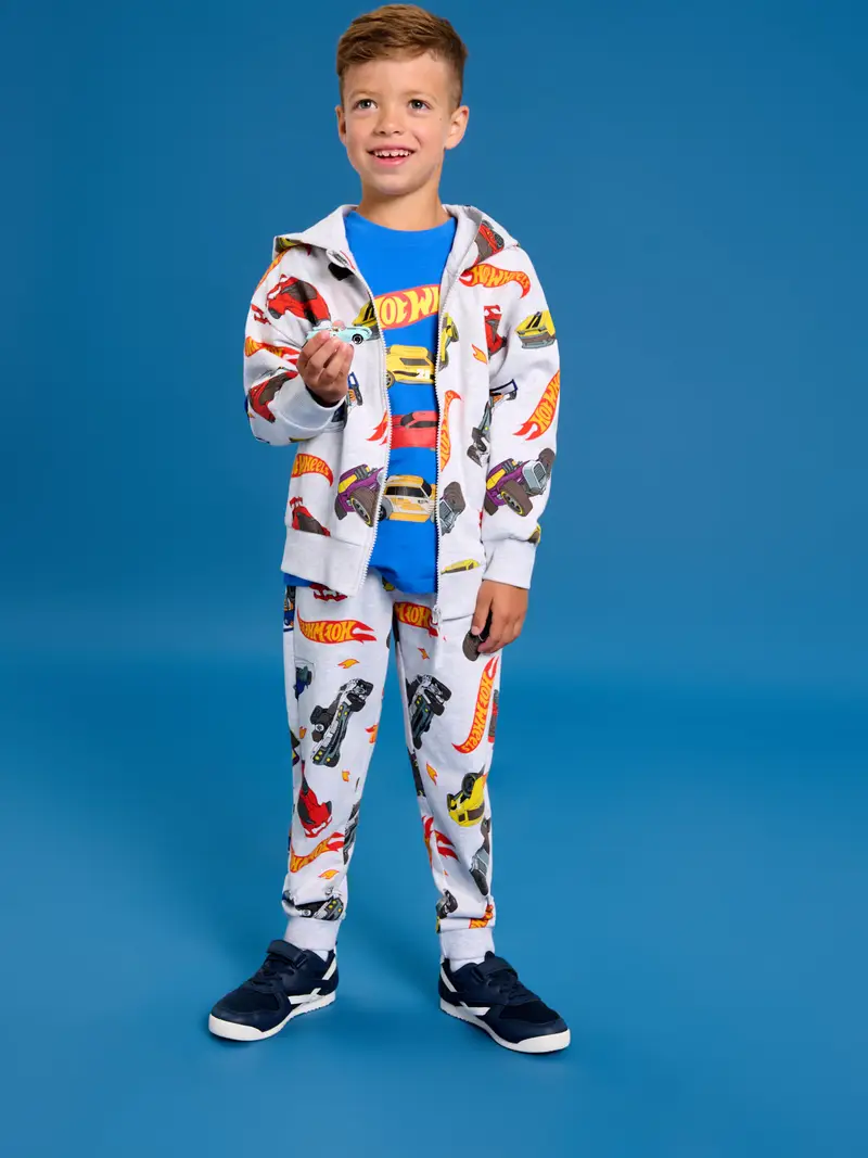 Felpa con cappuccio Hot Wheels - grigio chiaro miniatura 2