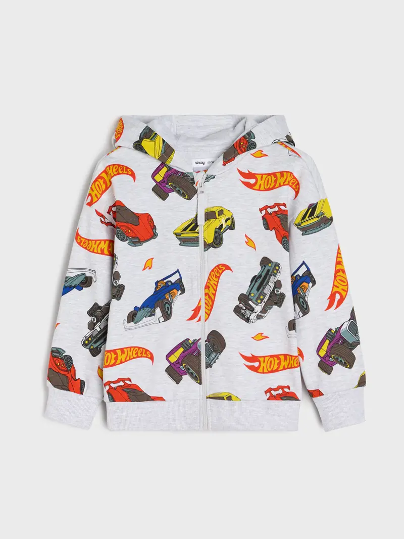 Felpa con cappuccio Hot Wheels - grigio chiaro miniatura 3
