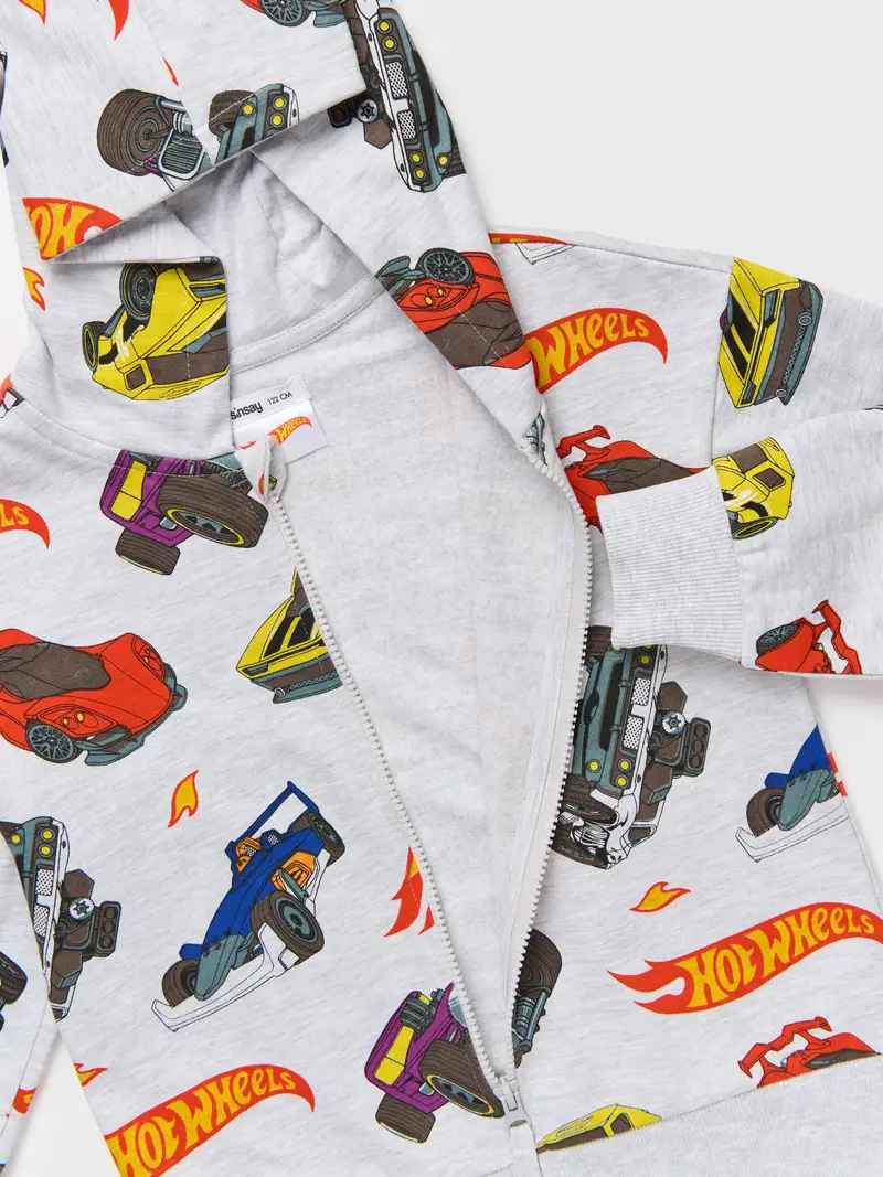 Felpa con cappuccio Hot Wheels - grigio chiaro miniatura 4