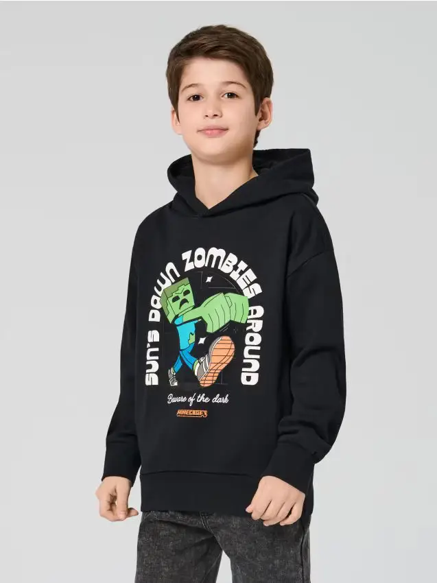 Felpa con cappuccio Minecraft - nero