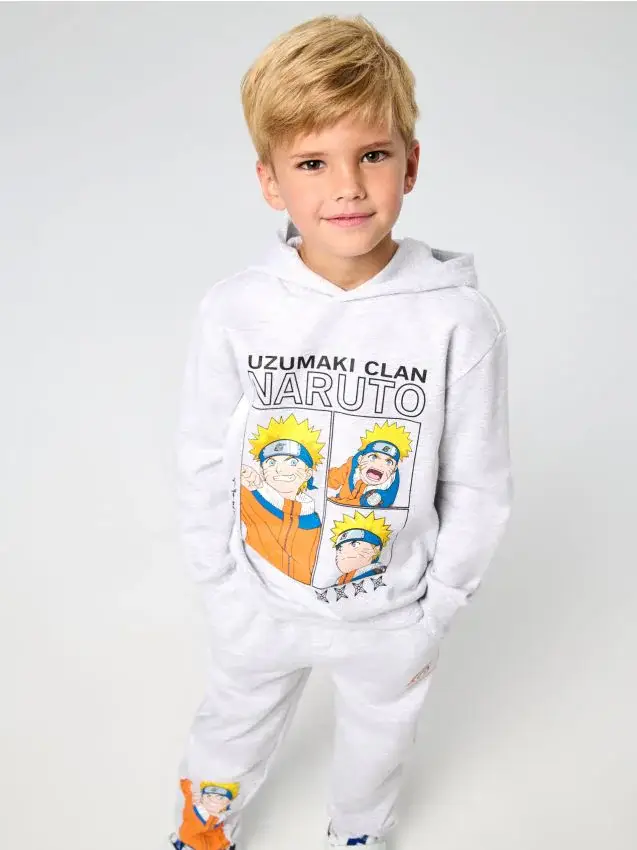 Felpa con cappuccio Naruto - grigio chiaro