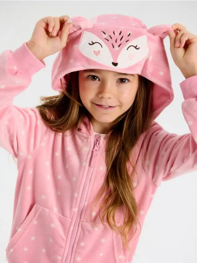 Felpa con cappuccio - rosa cipria