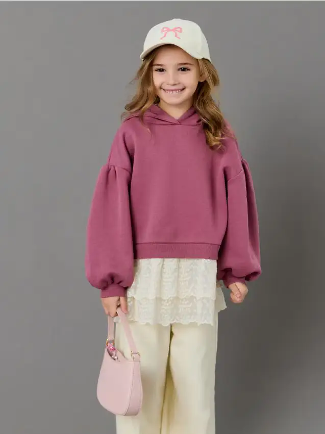 Felpa con cappuccio - rosa cipria