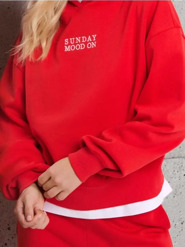 Felpa con cappuccio - rosso