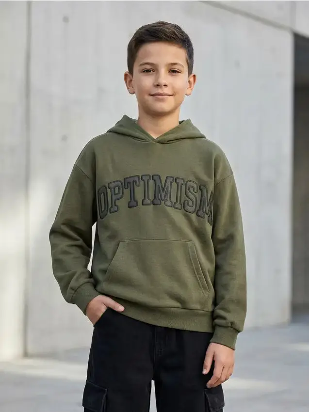 Felpa con cappuccio - verde oliva