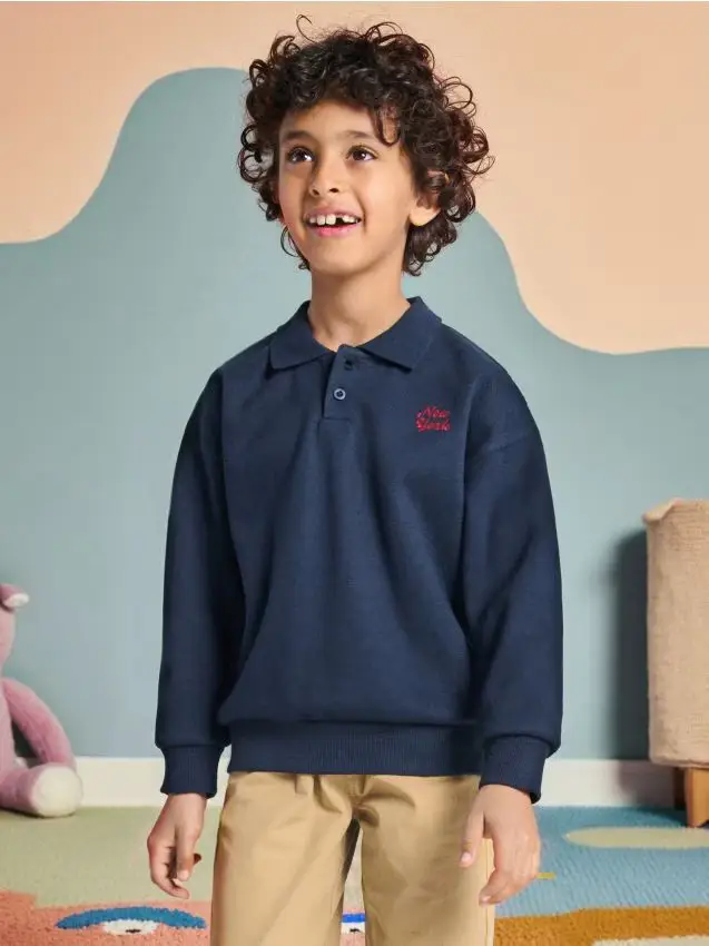 Felpa con collo - blu scuro