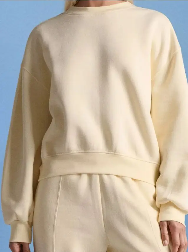 Felpa con finiture a costine - giallo chiaro