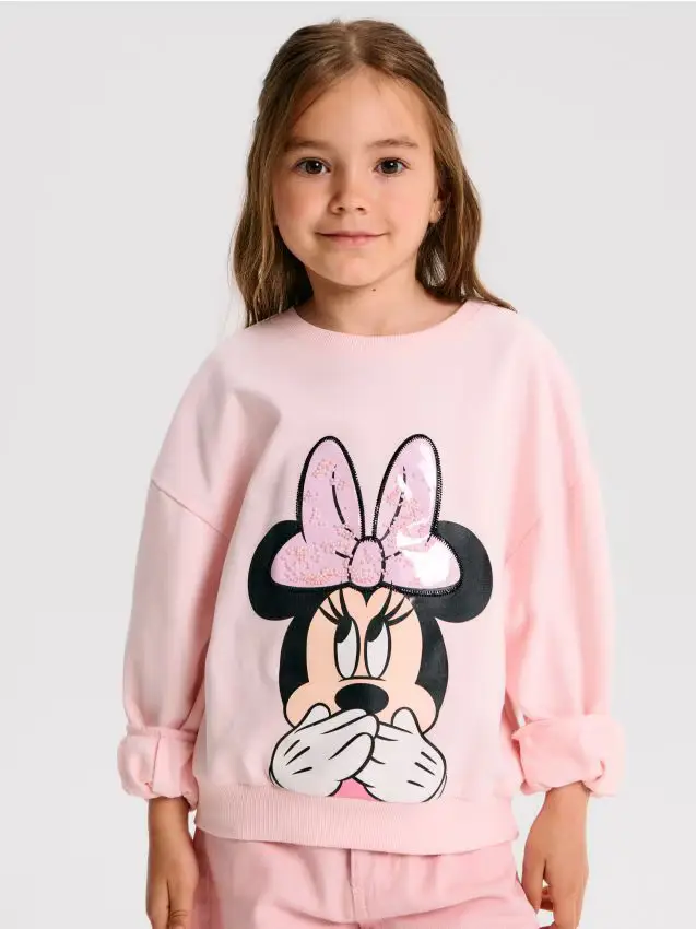 Felpa con fiocco decorativo Minnie Mouse - rosa pastello