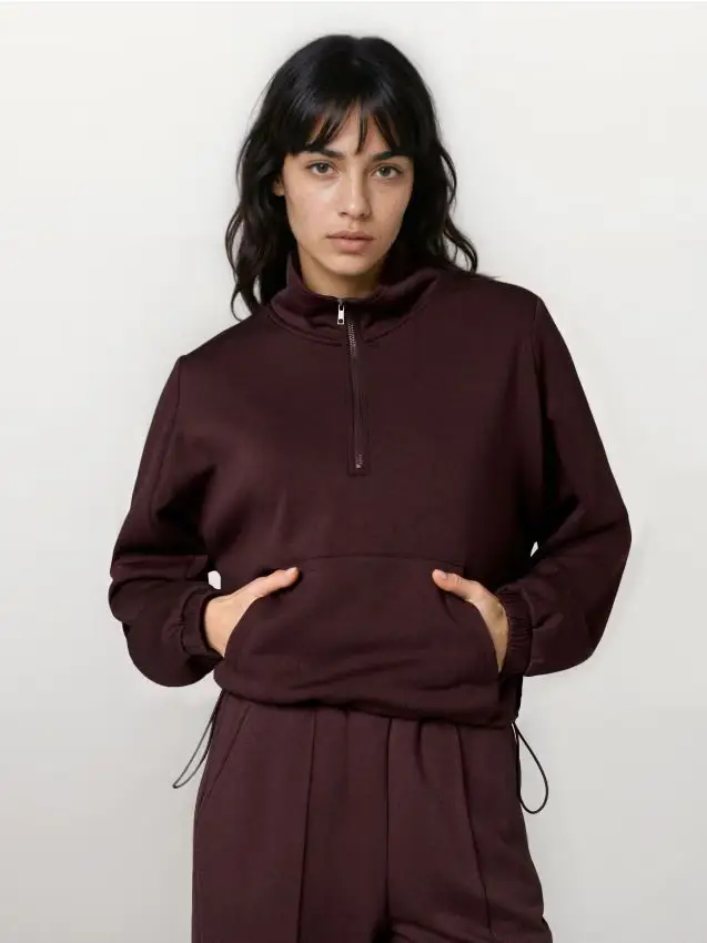 Felpa con miscela di viscosa - marrone scuro