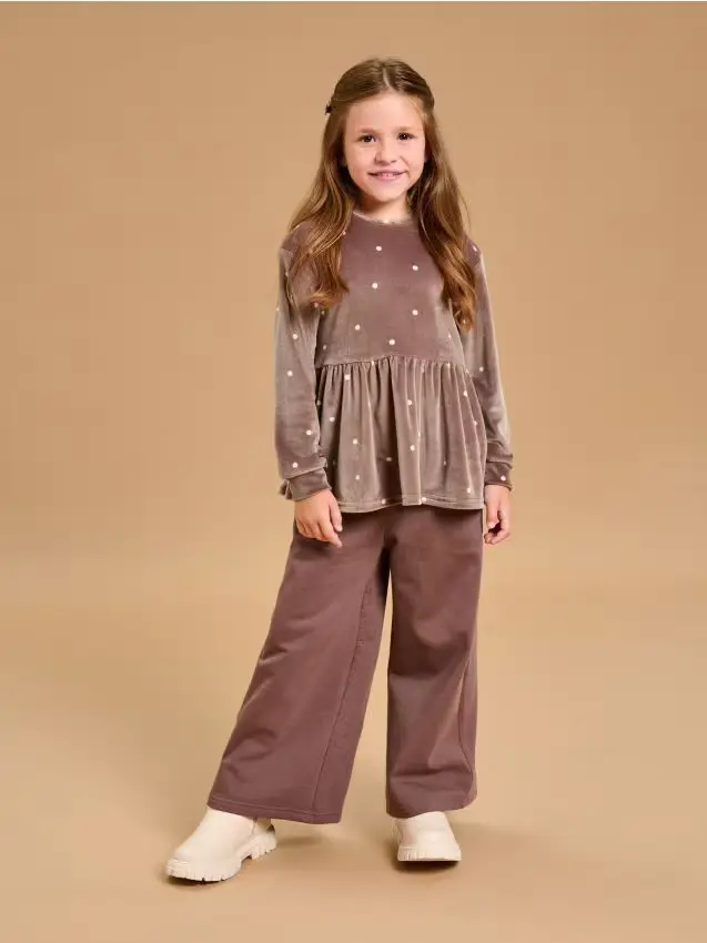 Felpa con peplum - marrone