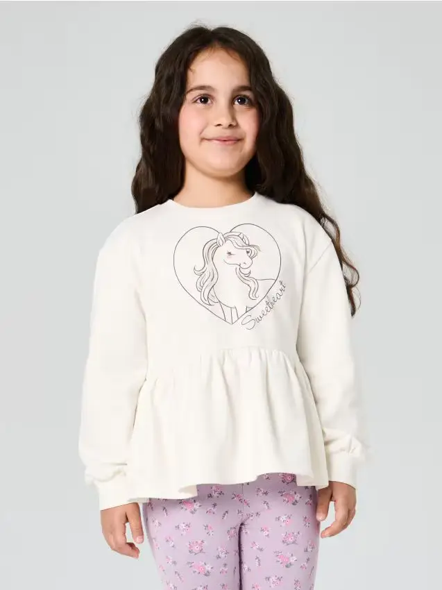 Felpa con peplum - panna