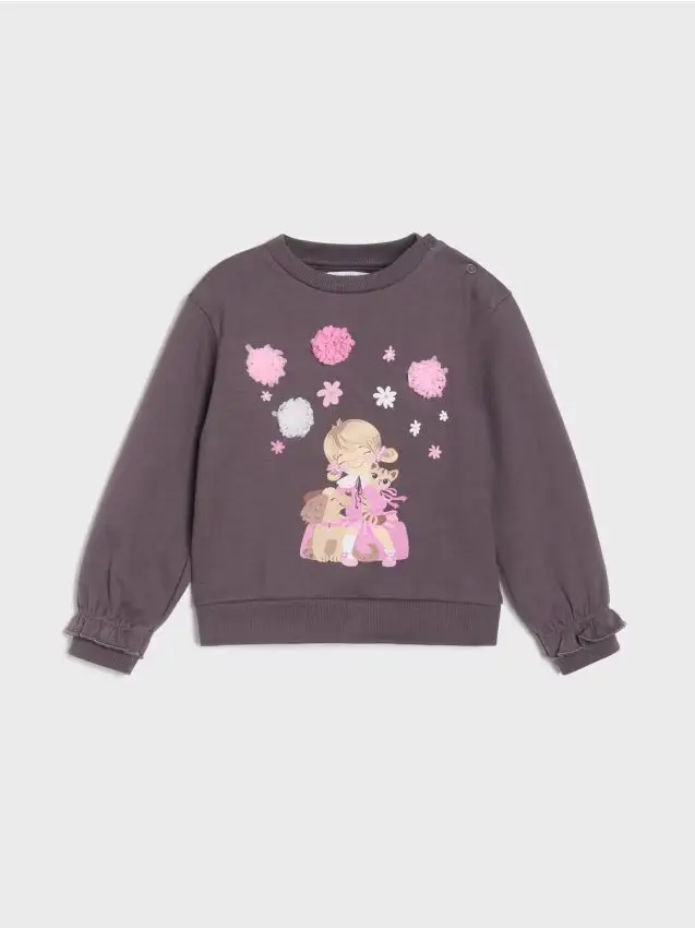 Felpa con polsini elastici - antracite